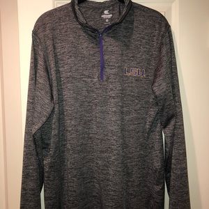 Gray LSU half zip pullover